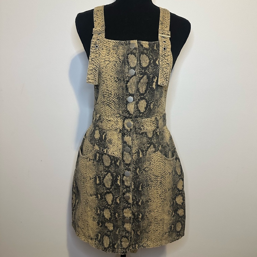 LE LIS Collection Snake Skin Overall Dress